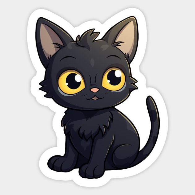 Cute happy black kitty Sticker by MrDrajan